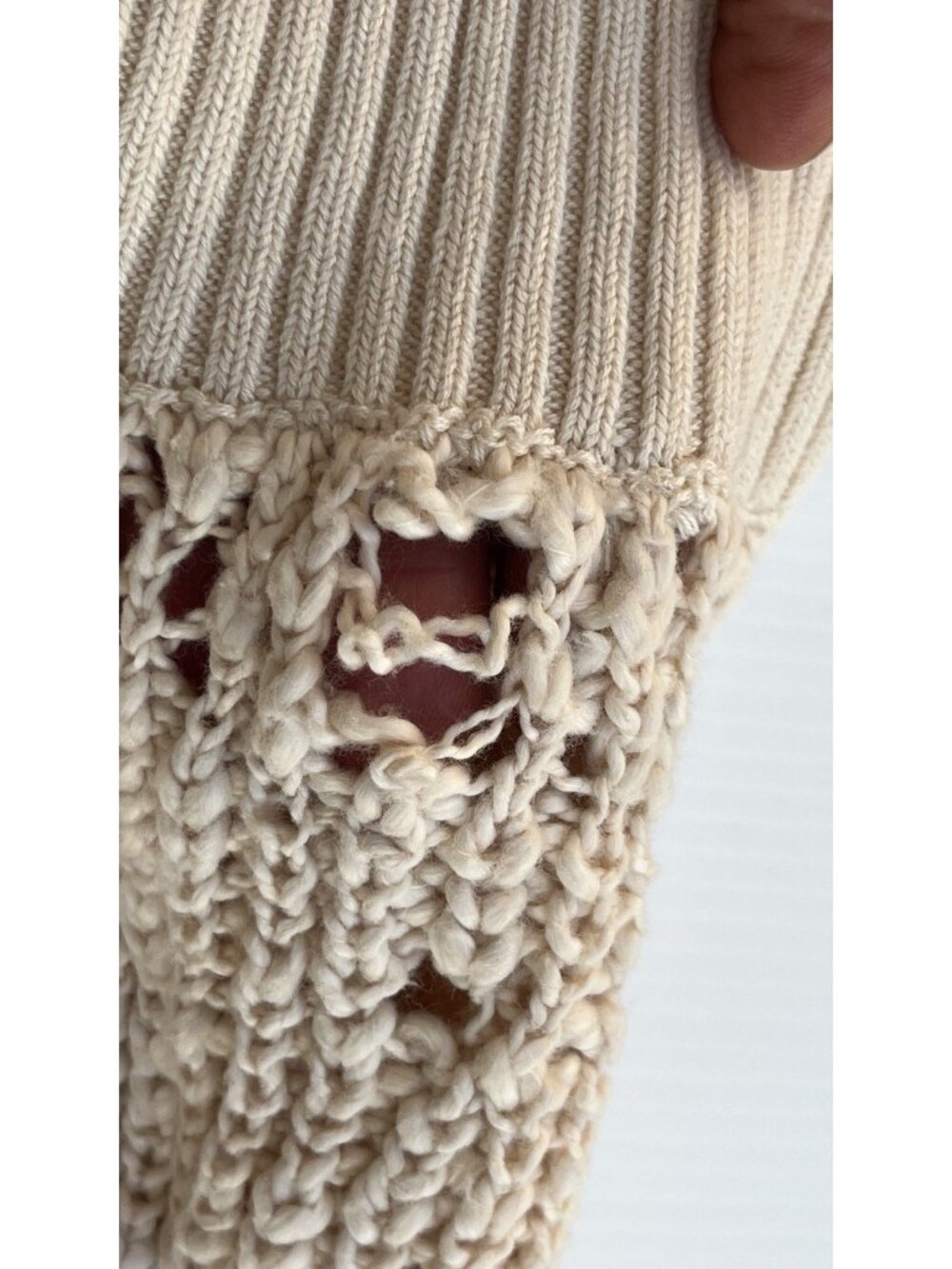 Free People Pandora’s Boatneck Chunky Knit Sweater Ivory Size M NWT Flaw - Picture 7 of 14